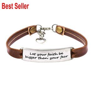 PU Leather Wrap Bracelet with Inspirational Bible Verse Faith Jewelry